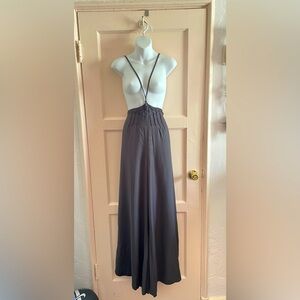 Anthropologie XL grey wide leg suspender pants